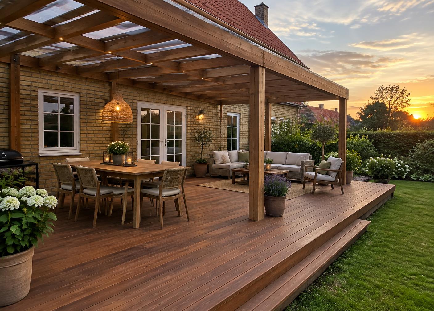 Terrasse med pergola